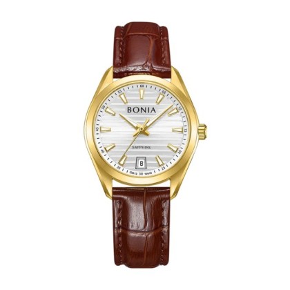 Bonia Elegance BNB10916-2212 Brown Leather Strap Women Watch 